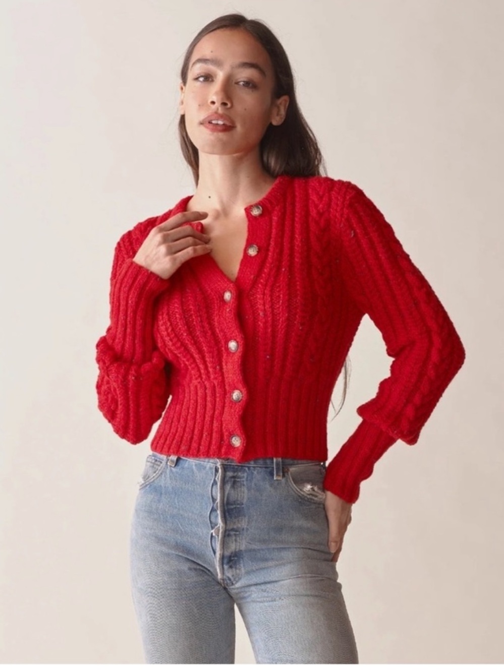 Doen Audrey Cardigan Red Sumac S Like New